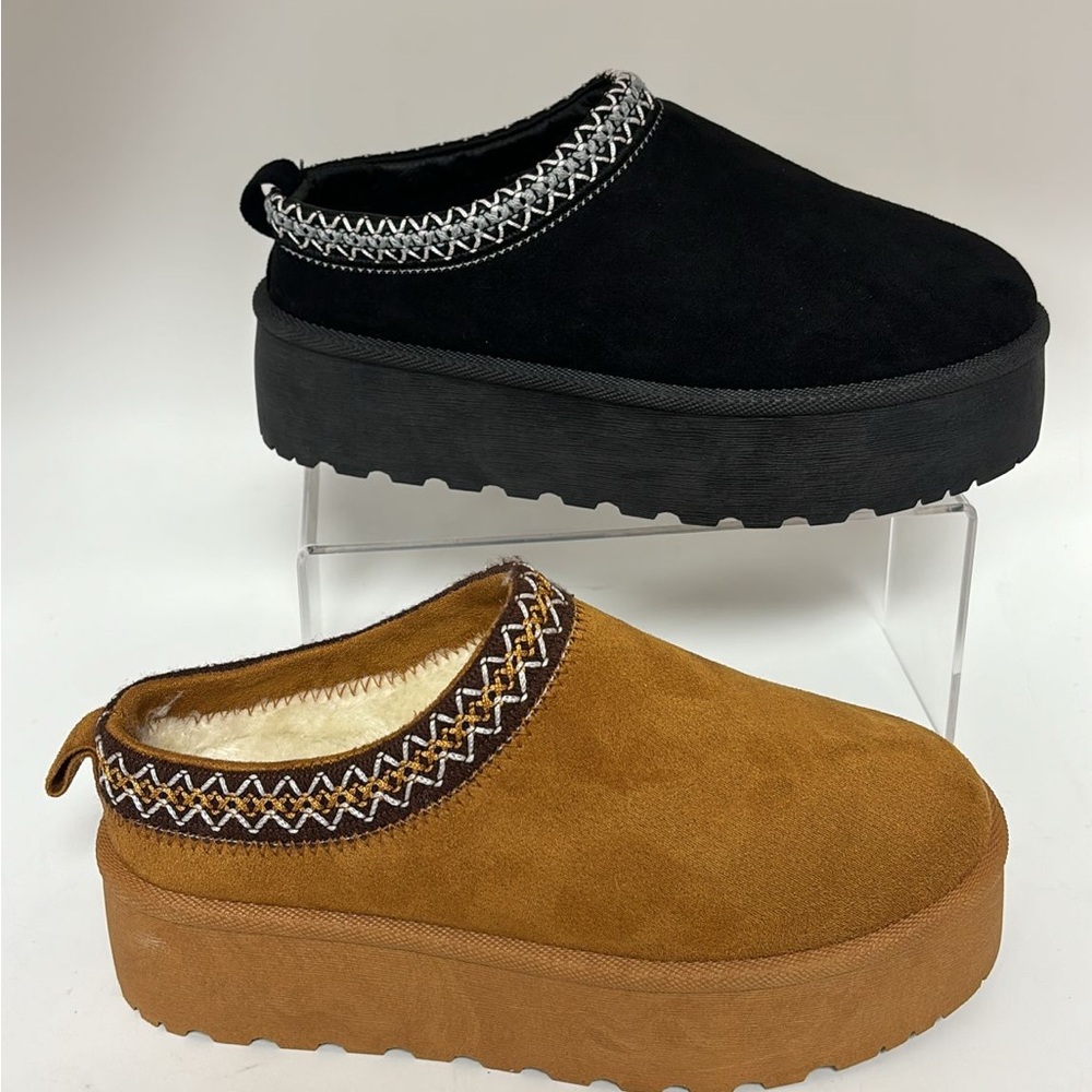 Women's Black and Brown Slip-On Shoes